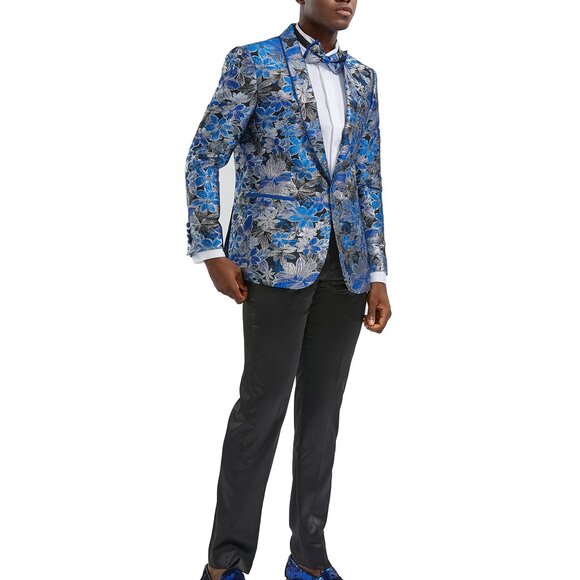 Royal Floral Print Shawl Lapel Men's Jacket